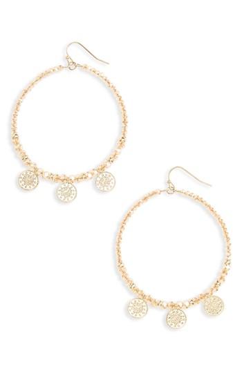 Women's Canvas Glass Bead & Coin Hoop Earrings