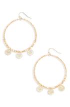 Women's Canvas Glass Bead & Coin Hoop Earrings