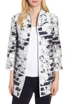 Women's Ming Wang Floral Stripe Jacket - White