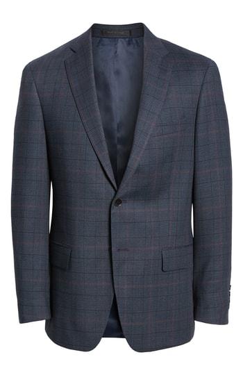 Men's Hart Schaffner Marx Classic Fit Stretch Plaid Wool Sport Coat R - Blue
