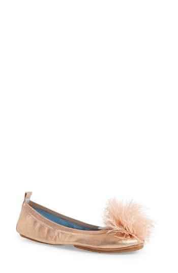 Women's Yosi Samra Marabou Feather Pompom Flat M - Pink