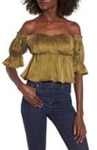 Women's Stone Cold Fox Monte Off The Shoulder Silk Top - Green