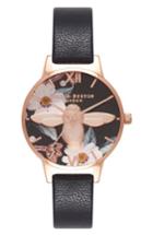 Women's Olivia Burton Bejewelled Florals Leather Strap Watch, 30mm