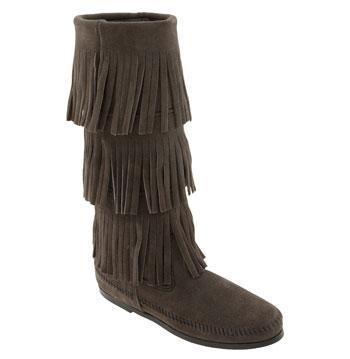 Women's Minnetonka 3-layer Fringe Boot M - Grey