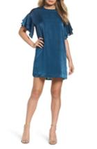 Women's Nsr Ruffle Charmeuse Shift Dress - Blue