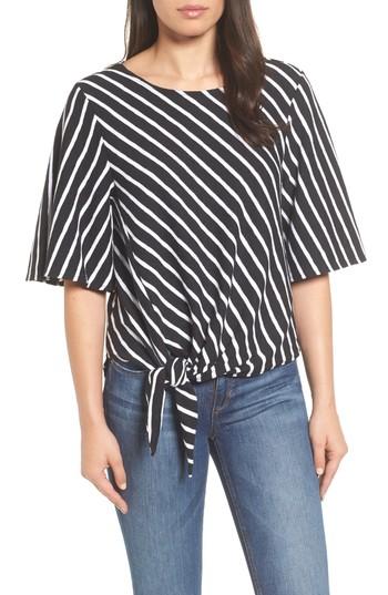 Women's Caslon Tie Front Knit Tee - Black