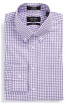 Men's Nordstrom Men's Shop Classic Fit Non-iron Gingham Dress Shirt .5 - 32 - Purple (online Only)