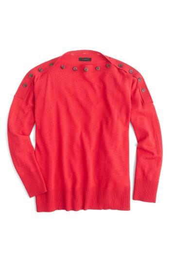 Women's J.crew Button Boatneck Sweater /small - Red