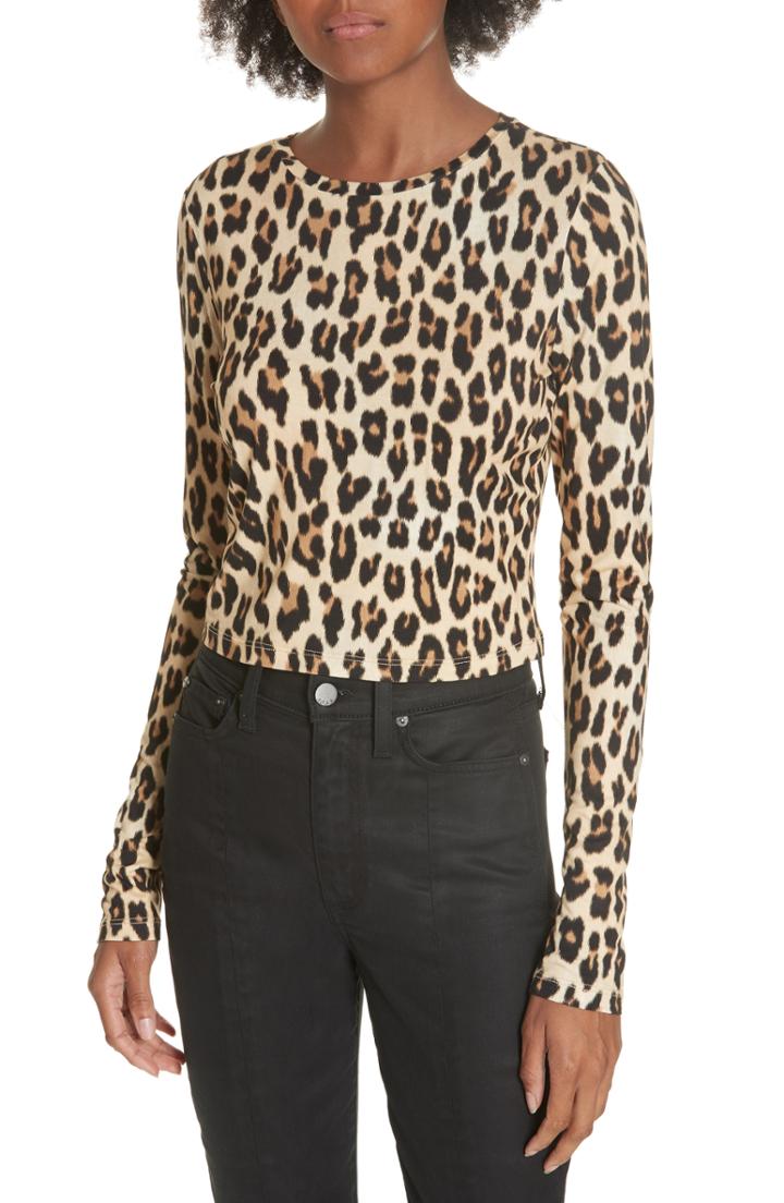 Women's Alice + Olivia Delaina Leopard Print Crop Top - Brown