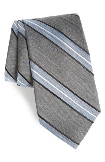 Men's Nordstrom Men's Shop Peralba Stripe Silk Blend Tie, Size - Grey