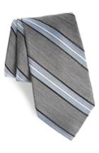 Men's Nordstrom Men's Shop Peralba Stripe Silk Blend Tie, Size - Grey