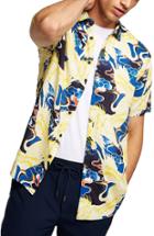 Men's Topman Crane Print Woven Shirt