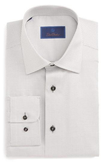 Men's David Donahue Regular Fit Check Dress Shirt .5 34/35 - Grey