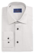 Men's David Donahue Regular Fit Check Dress Shirt .5 34/35 - Grey