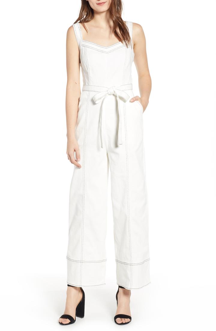 Women's Endless Rose Moya Topstitch Detail Jumpsuit - White