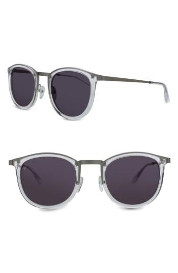 Women's Smoke X Mirrors Shout 49mm Retro Sunglasses - Crystal/ Brushed Silver