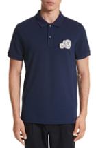 Men's Moncler Dual Logo Polo Shirt, Size - Blue
