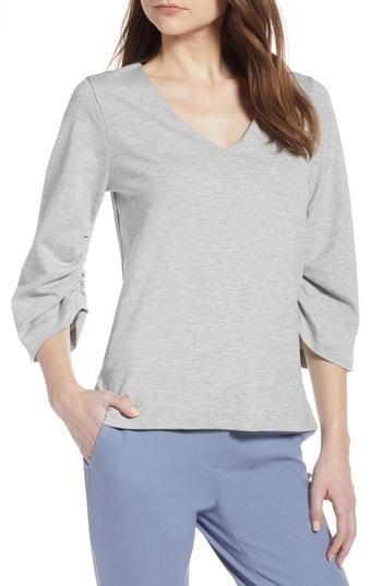 Women's Halogen Ruched Sleeve Top - Grey