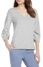 Women's Halogen Ruched Sleeve Top - Grey