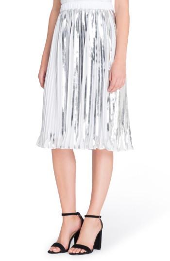 Women's Catherine Catherine Malandrino Duncan Pleat Skirt - Metallic