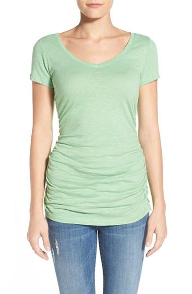 Women's Caslon Shirred V-neck Tee - Green