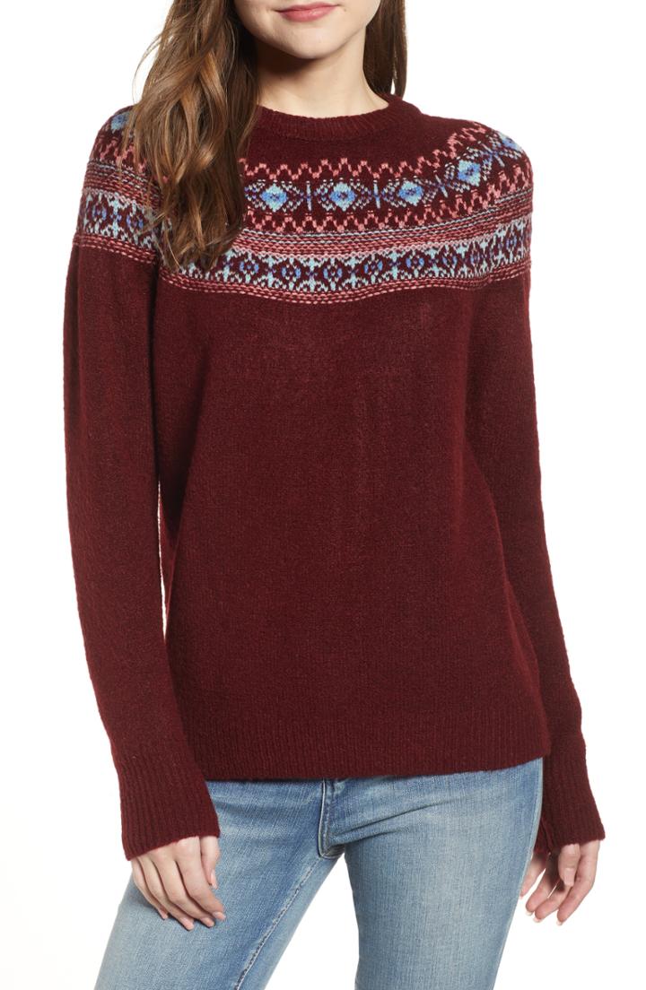 Women's Cotton Emporium Fair Isle Sweater - Red