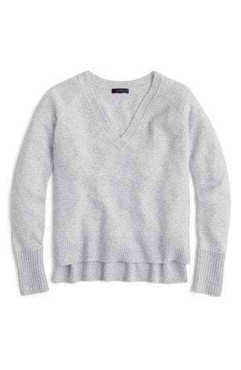 Women's J.crew Supersoft Yarn V-neck Sweater, Size - Grey