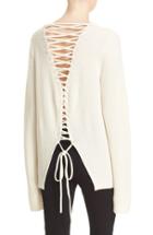 Women's A.l.c. Markell Lace-up Back Wool & Cashmere Sweater - White