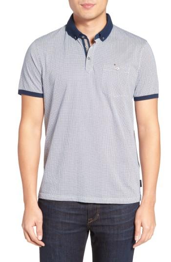 Men's Ted Baker London Kule Spot Print Polo (l) - Blue
