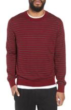 Men's Vince Stripe Crewneck Wool & Cashmere Sweater - Red
