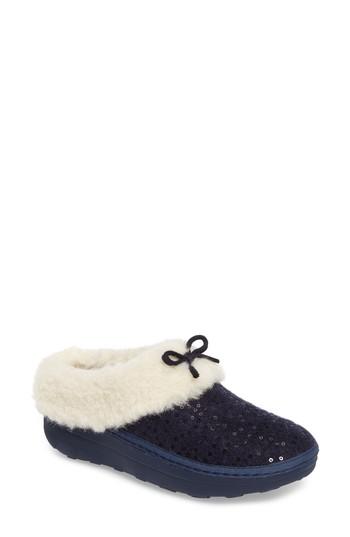 Women's Fitflop Loaff Snug Sequin Slipper M - Blue