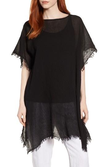 Women's Eileen Fisher Organic Cotton Poncho, Size - Black