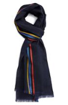 Men's Paul Smith Stripe Wool & Silk Scarf, Size - Blue