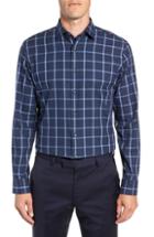 Men's Calibrate Trim Fit Windowpane Dress Shirt .5 - 32/33 - Blue
