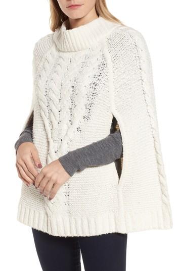 Women's Draper James Cable Sweater Cape /small - Grey
