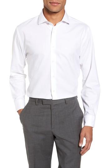 Men's Nordstrom Men's Shop Tech-smart Trim Fit Stretch Solid Dress Shirt 32/33 - White