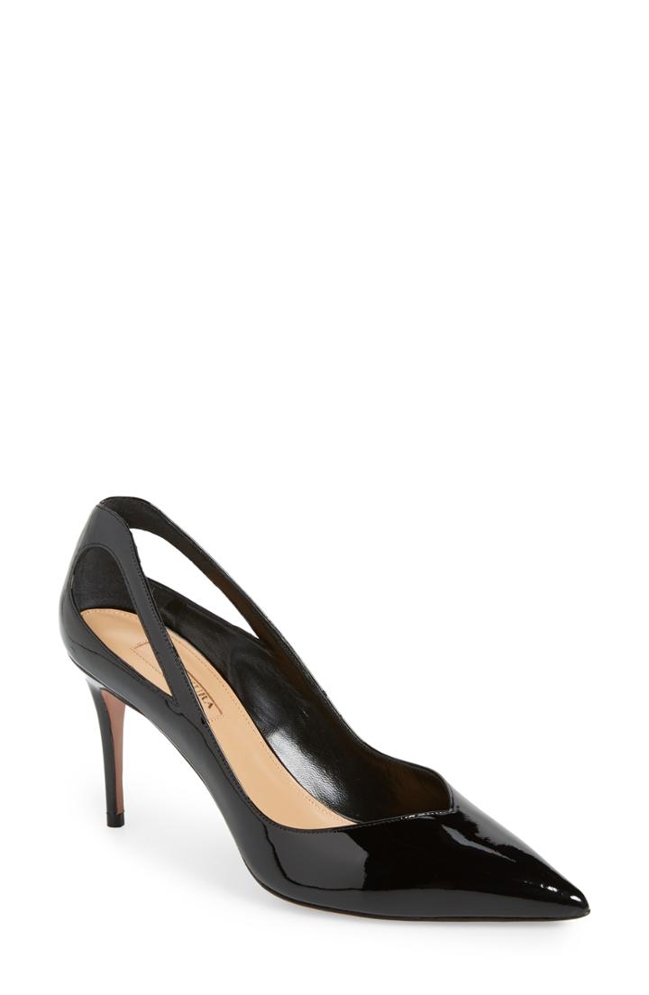 Women's Aquazzura Siva Cutout Pointy Toe Pump Us / 37eu - Black