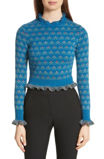 Women's Red Valentino Floral Jacquard Carded Wool Blend Sweater