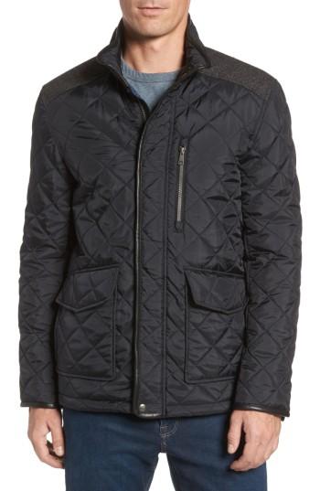 Men's Cole Haan Herringbone Yoke Quilted Jacket - Black