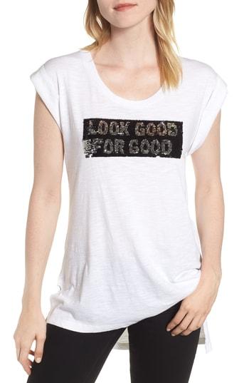 Women's Kenneth Cole New York Basic High/low Sequin Top - White