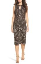 Petite Women's Pisarro Nights Beaded Pencil Dress P - Brown