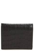 Women's Allsaints Small Keel Croc Embossed Leather Wallet - Black
