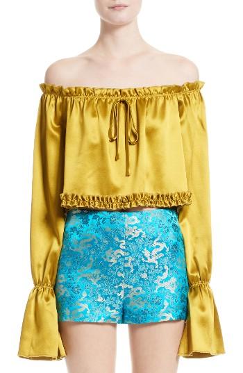 Women's Eric Schlosberg Silk Charmeuse Off The Shoulder Top