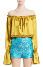 Women's Eric Schlosberg Silk Charmeuse Off The Shoulder Top