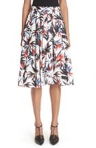 Women's Jason Wi Bird Of Paradise Print Cotton Poplin Skirt - White