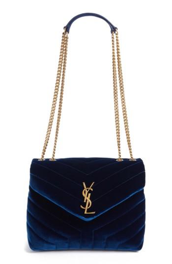 Saint Laurent Small Loulou Matelasse Velour Shoulder Bag - Black