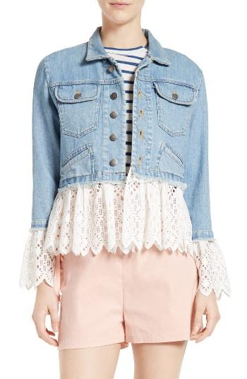 Women's Sea Eyelet Hem Denim Jacket