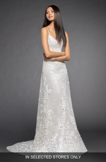 Women's Lazaro Milena Lace & Tulle A-line Gown, Size In Store Only - Ivory