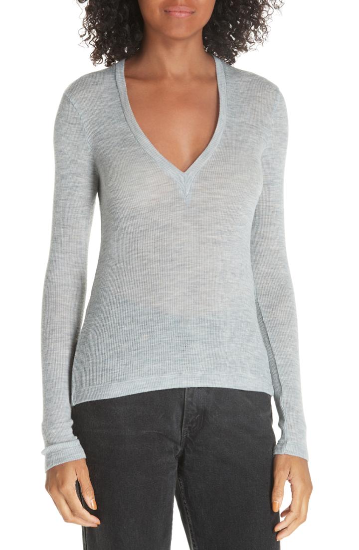 Women's T By Alexander Wang Sheer Rib Wool Top