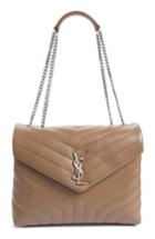 Saint Laurent Medium Loulou Calfskin Leather Shoulder Bag - Beige